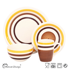 Plato de cena de 16PCS Orange and Brown Circles